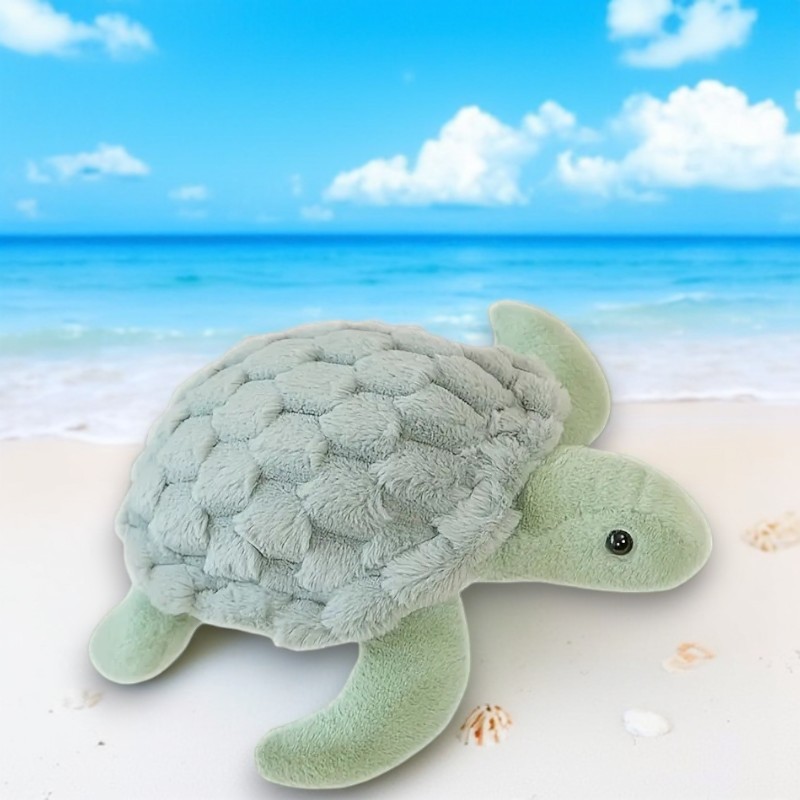 Cute Pastel Green Turtle Tummy Time Pillow Plush Toy | 11.02-inch