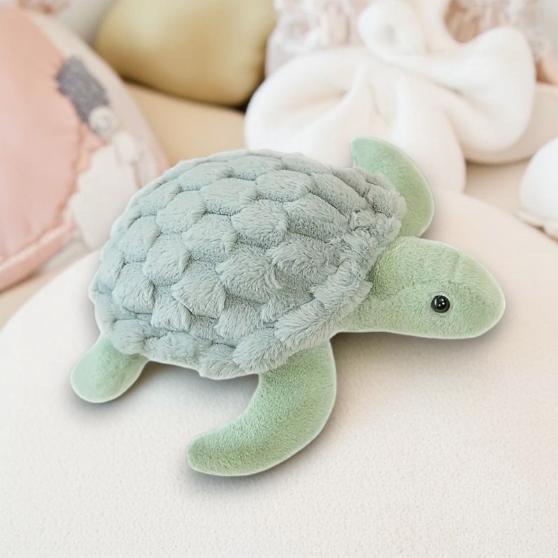 Cute Pastel Green Turtle Tummy Time Pillow Plush Toy | 11.02-inch