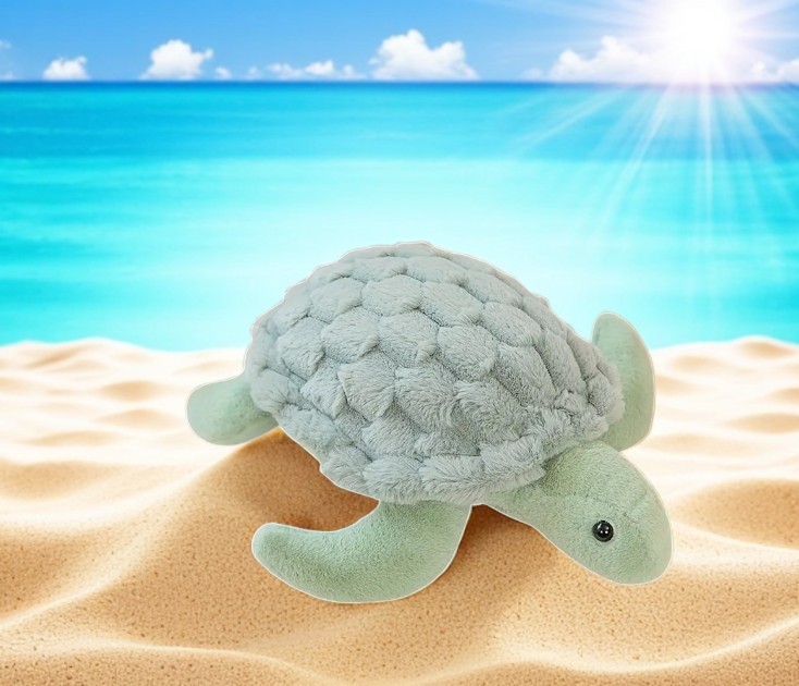 Cute Pastel Green Turtle Tummy Time Pillow Plush Toy | 11.02-inch