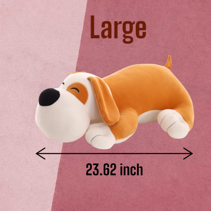 Cute Brown Happy Dog Tummy Time Pillow | Soft Adorable Puppy Birthday Fun  Doggy Gifts