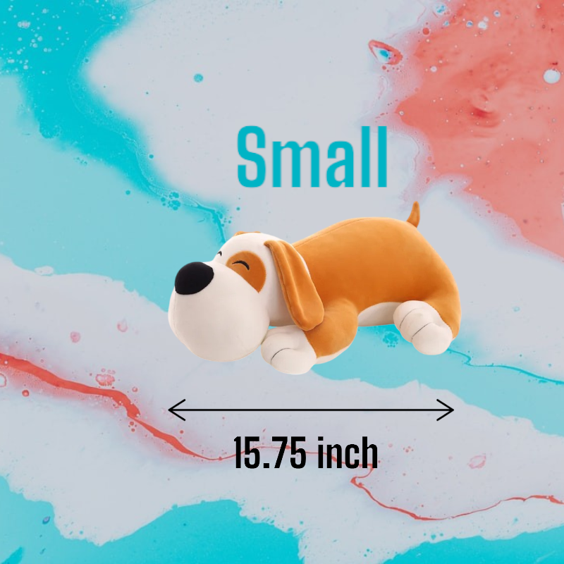 Cute Brown Happy Dog Tummy Time Pillow | Soft Adorable Puppy Birthday Fun  Doggy Gifts