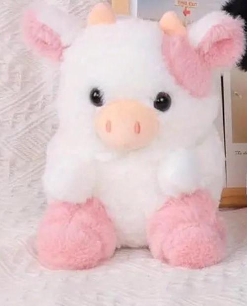 Cute Light Pink Cow Tummy Time Pillow Plush Toy | 7.87-inch Gift