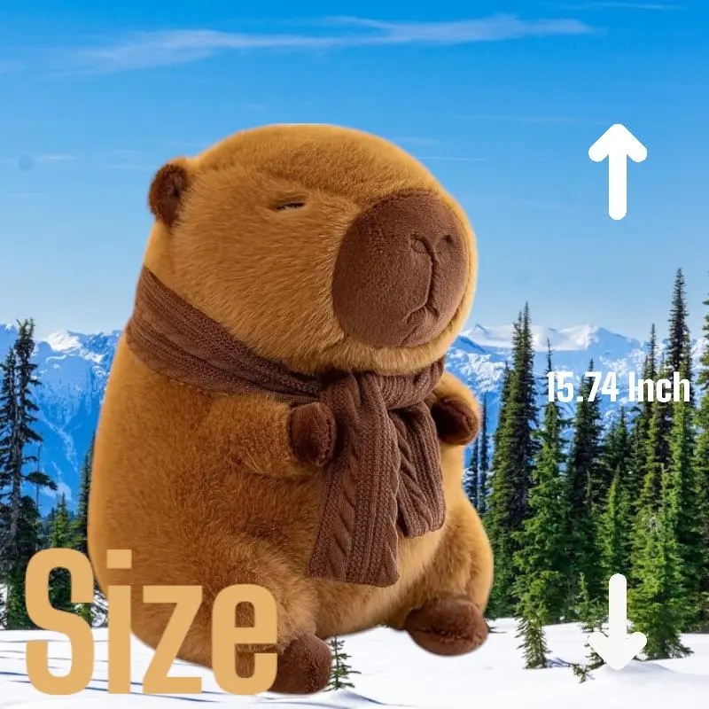 Cute Brown Capybara Scarf Tummy Time Pillow Plush Toy | 9.7-inch to 20-inch