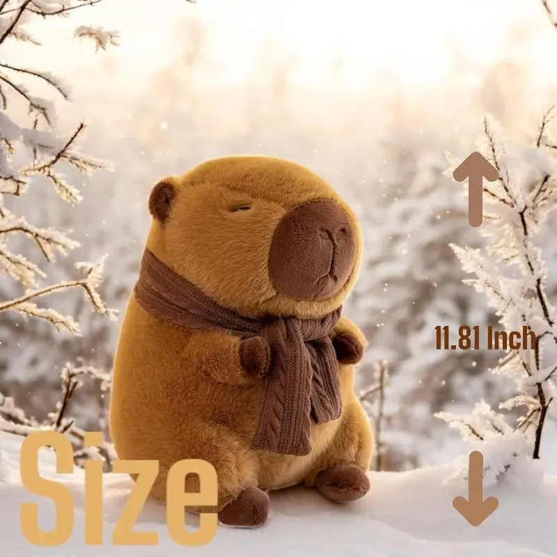 Cute Brown Capybara Scarf Tummy Time Pillow Plush Toy | 9.7-inch to 20-inch