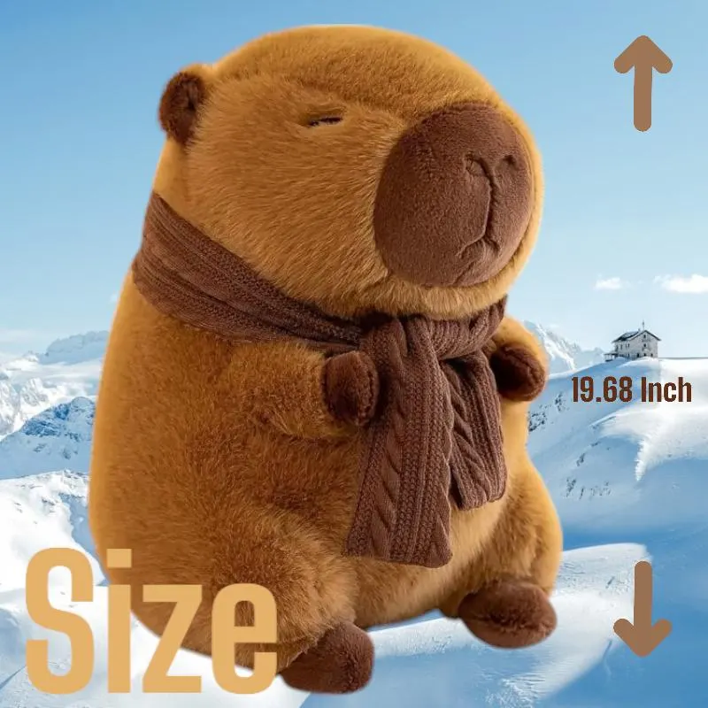 Cute Brown Capybara Scarf Tummy Time Pillow Plush Toy | 9.7-inch to 20-inch