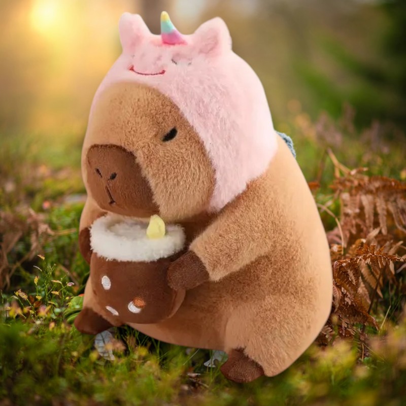 Cute Capybara Bubble Tea Pink Unicorn Tummy Time Pillow Plush Toy