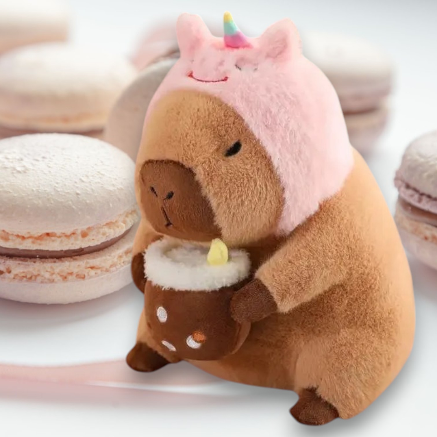 Cute Capybara Bubble Tea Pink Unicorn Tummy Time Pillow Plush Toy