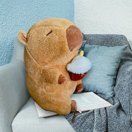 Cute Capybara Boba Bubble Tea Tummy Time Pillow Plush Toy | 10.5 inch