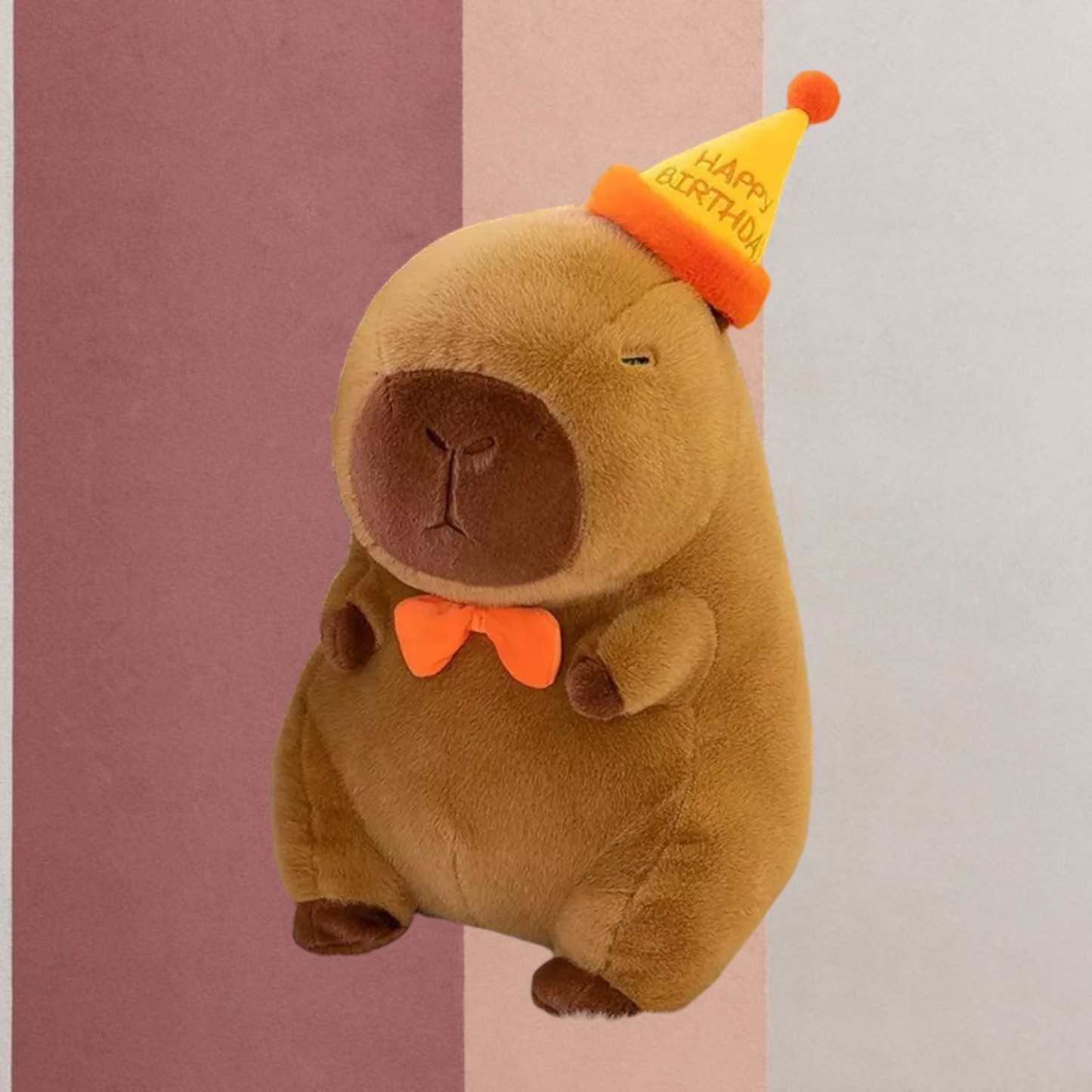 Capybara Happy Birthday Yellow Hat Tummy Time Pillow Plush Toy 11.71 inch