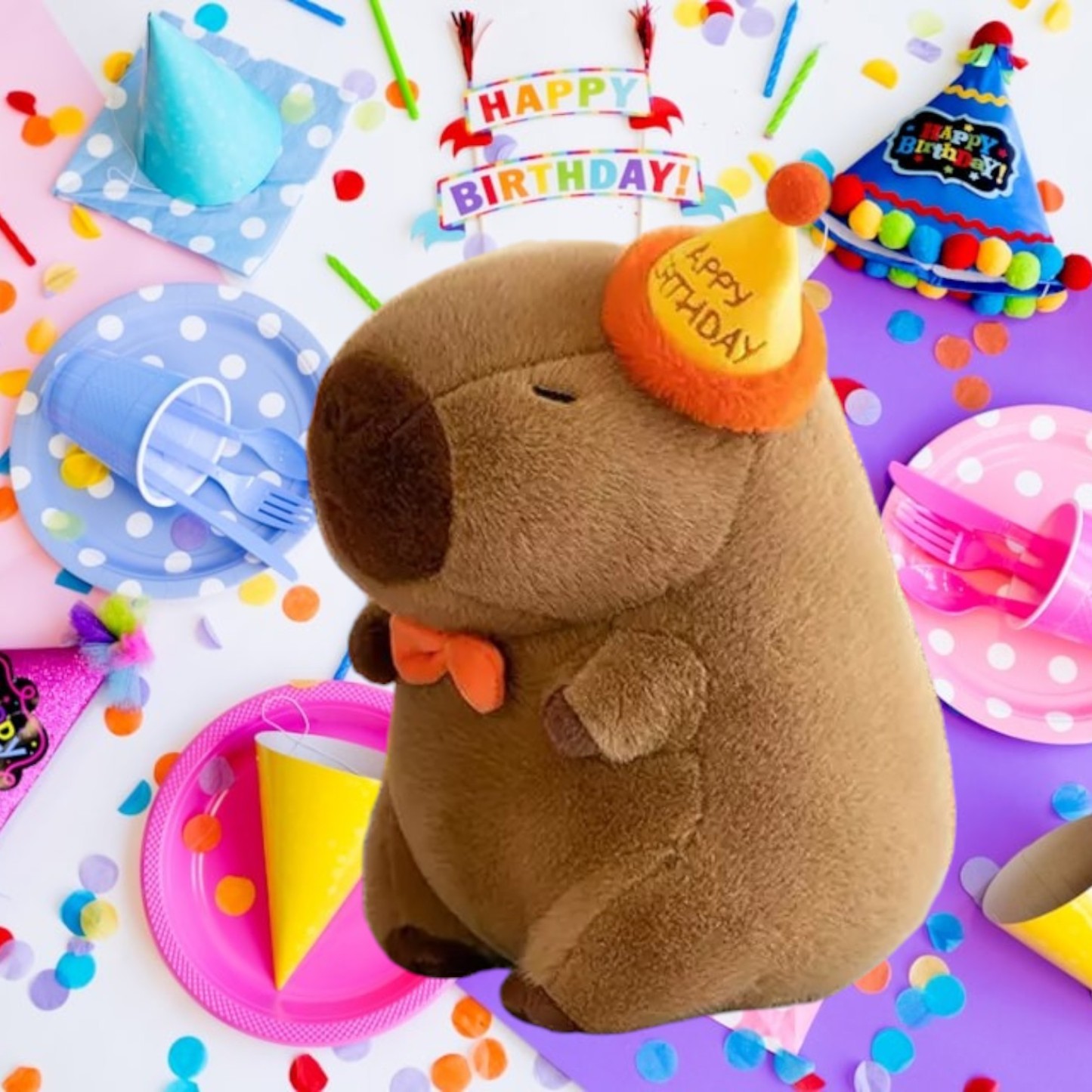 Cute Brown Capybara Scarf Tummy Time Pillow Plush Toy | 9.7-inch Soft 