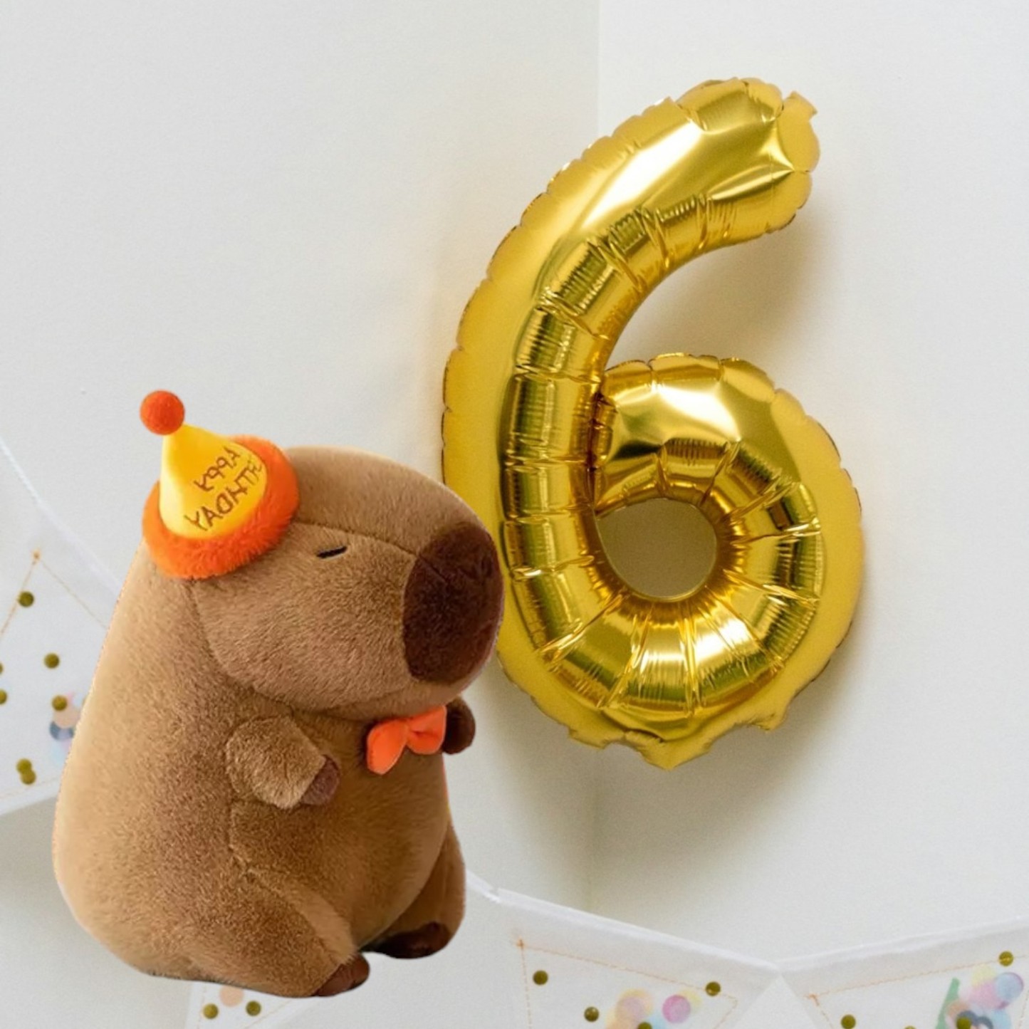 Capybara Happy Birthday Yellow Hat Tummy Time Pillow Plush Toy 11.71 inch