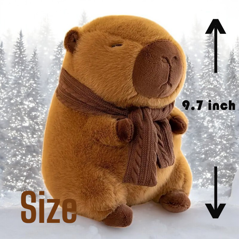 Cute Brown Capybara Scarf Tummy Time Pillow Plush Toy | 9.7-inch Soft 