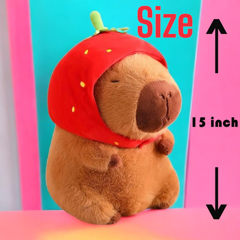 Cute Brown Capybara Strawberry Hat Large Big 15-inch Small 9.05-inch