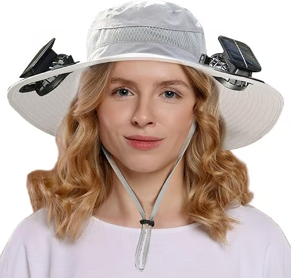 🔥HOT SALE NOW!!!💝Only $25 Get 2 Pcs⚡2025 New Ultralight Solar Fan Sun Hat – Lighter Than a Baseball!⚾