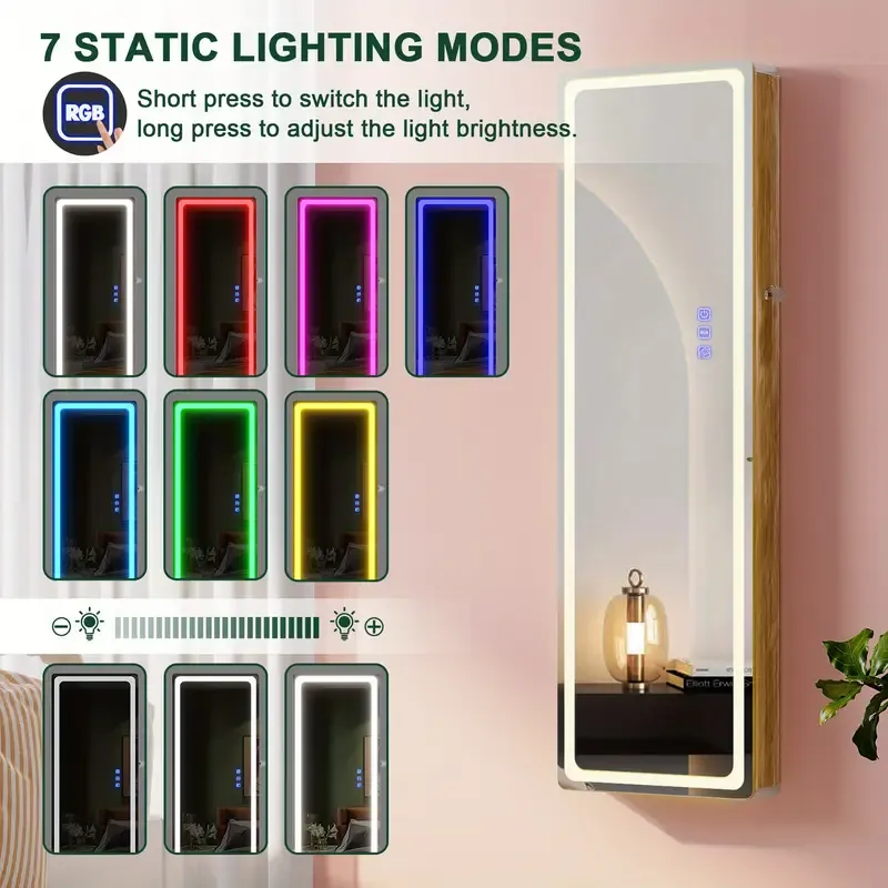 💥2025 Mother's Day Gifts 💖LED Mirror Jewelry Cabinet with RGB Lights