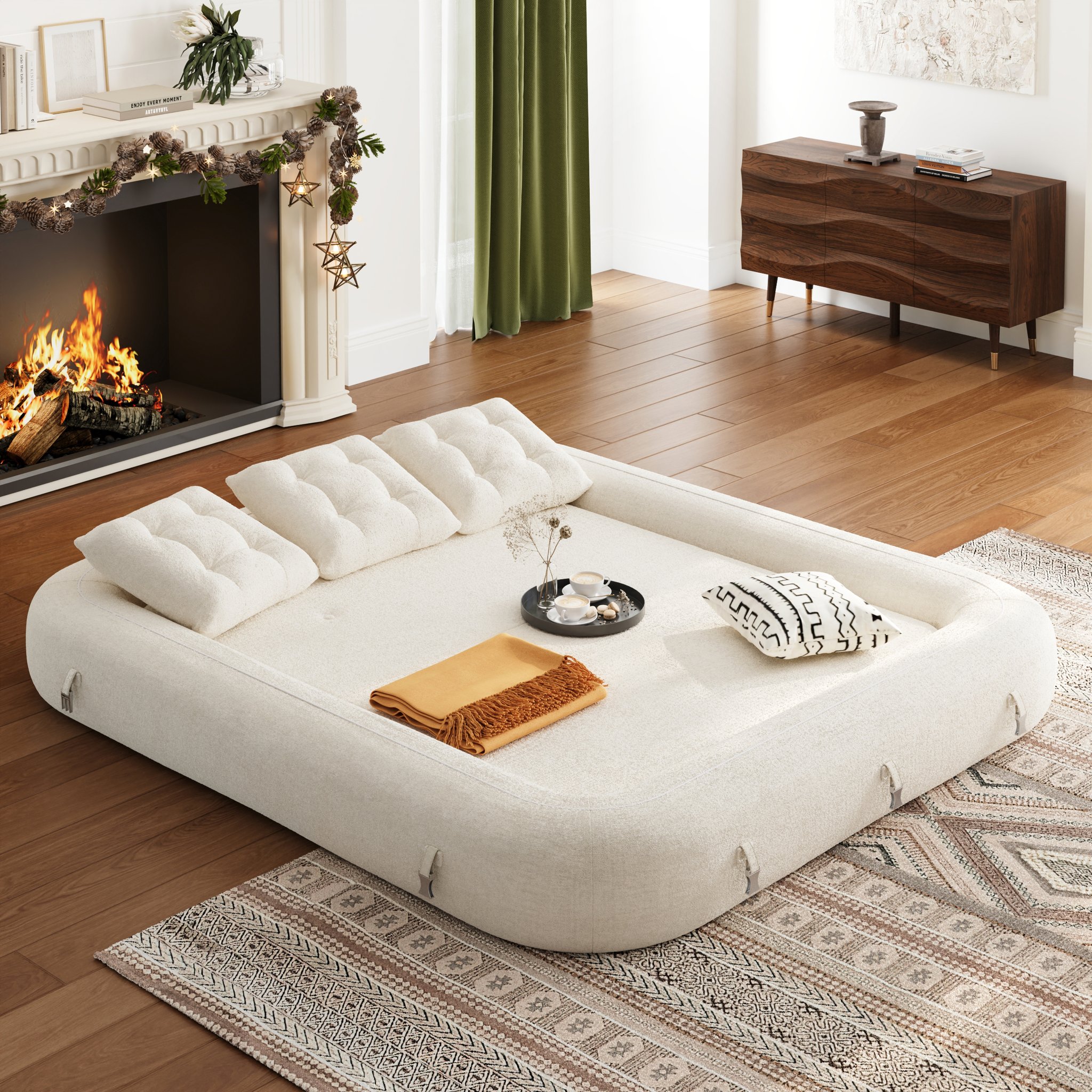 🔥【Factory direct sales】🔥Last day limited time offer⚡King 3-Seater Velvet Convertible Futon Sofa Bed - Bring comfort home💖