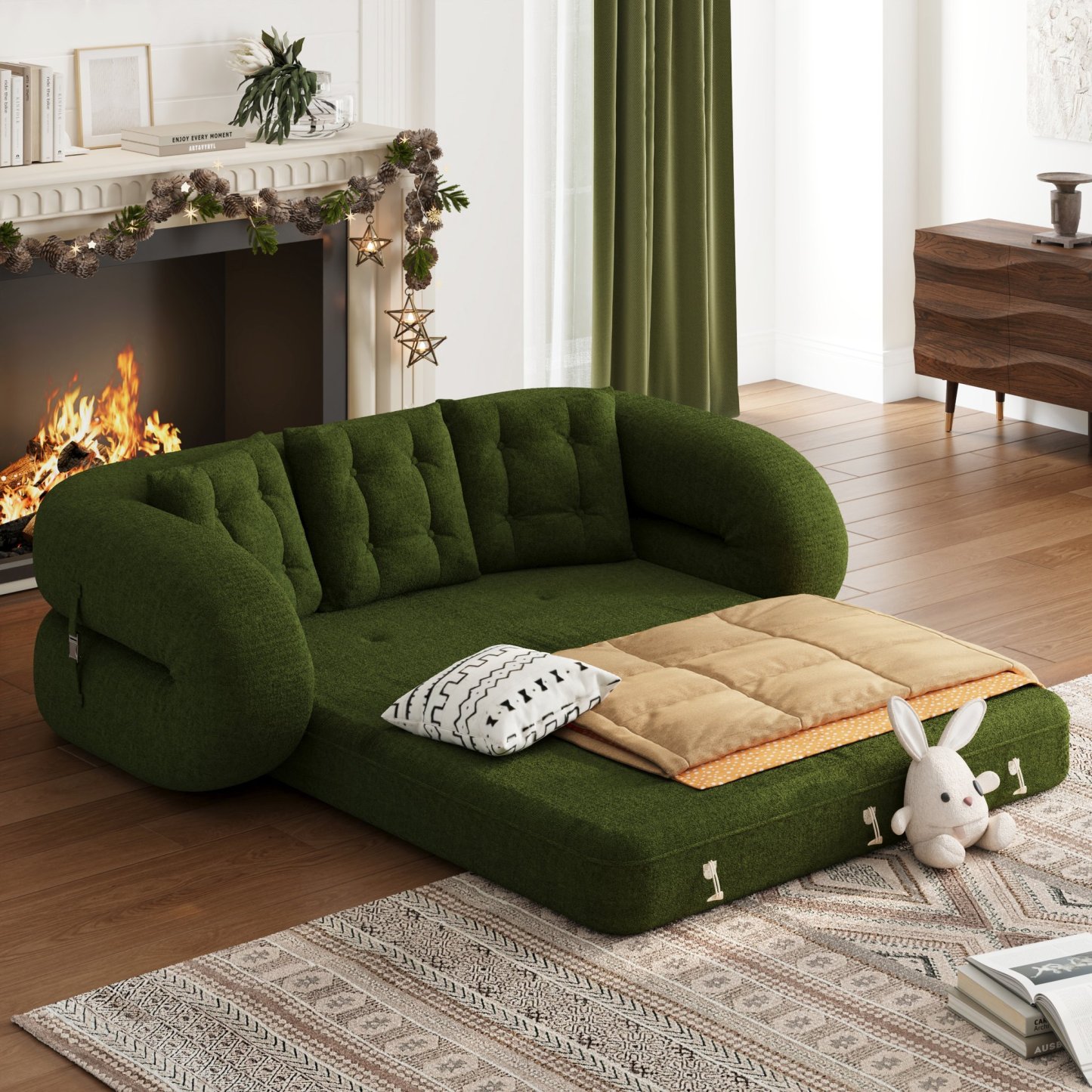🔥【Factory direct sales】🔥Last day limited time offer⚡King 3-Seater Velvet Convertible Futon Sofa Bed - Bring comfort home💖