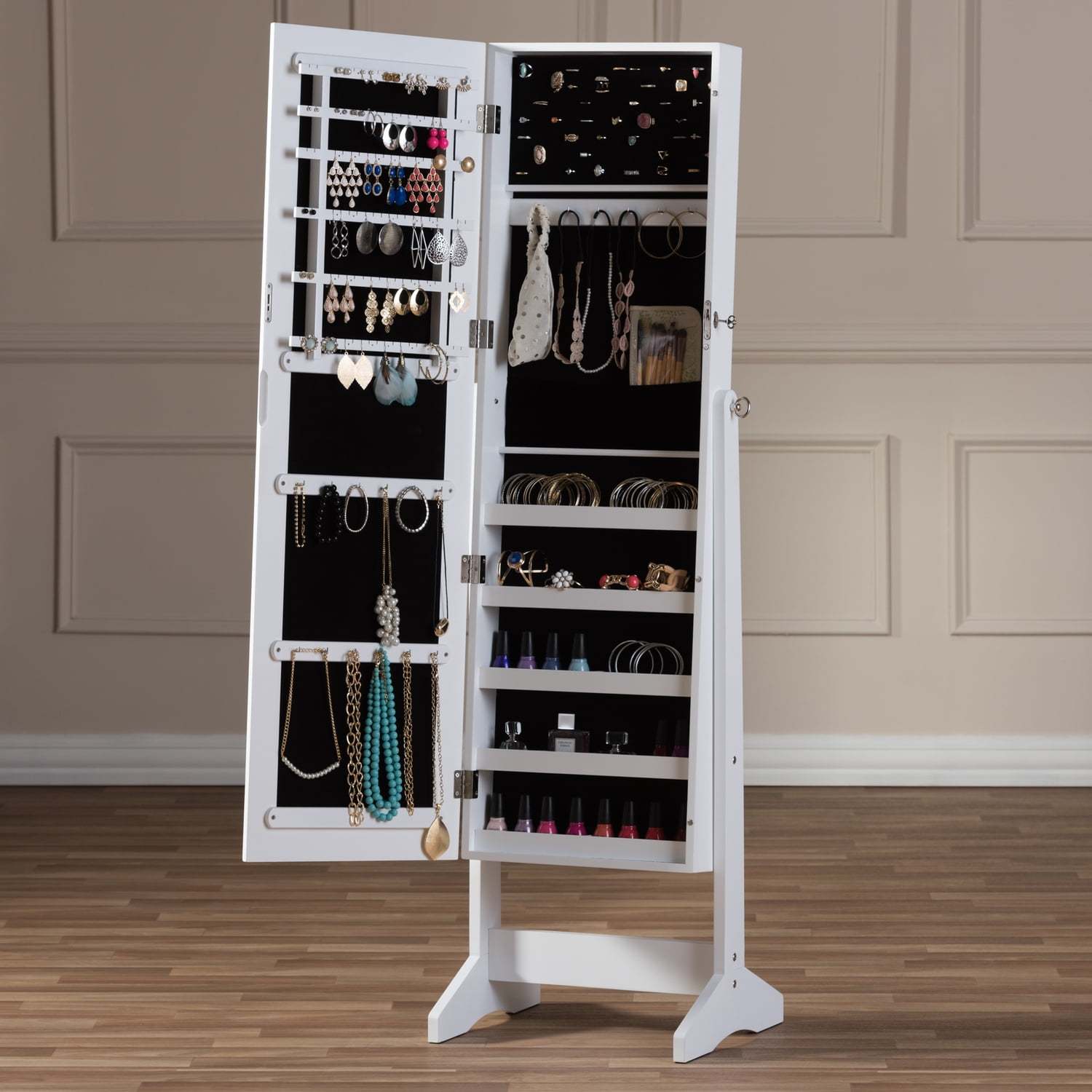 💝Last day of clearance!!💝Buy 2 Free Shipping✨Gold & Silver Safekeeper Mirrored Jewelry Cabinet