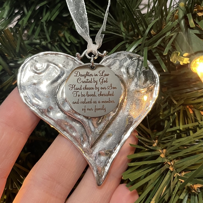 Silver Heart Hanging Ornament Christmas Gift