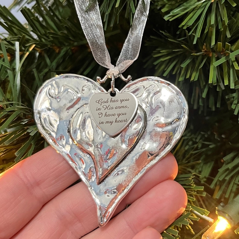 Silver Heart Hanging Ornament Christmas Gift