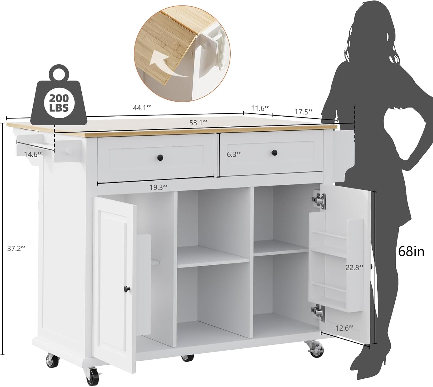 💝Last day of clearance $27.99!!✨Mobile Kitchen Island Table