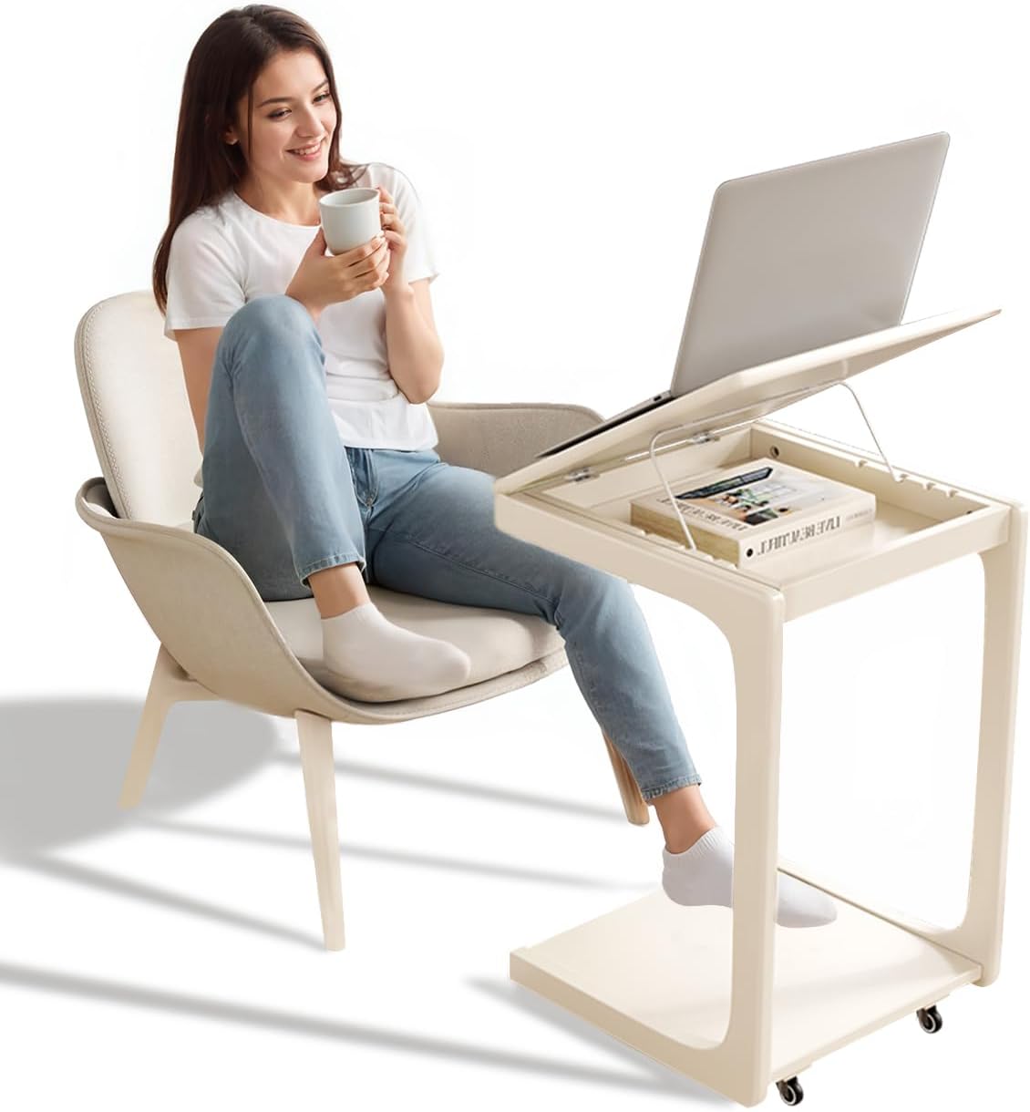 💝𝗧𝗼𝗱𝗮𝘆'𝘀 𝗦𝗽𝗲𝗰𝗶𝗮𝗹𝘀💝Buy 2 Get 2 Free✨Wooden C-Shaped End Table