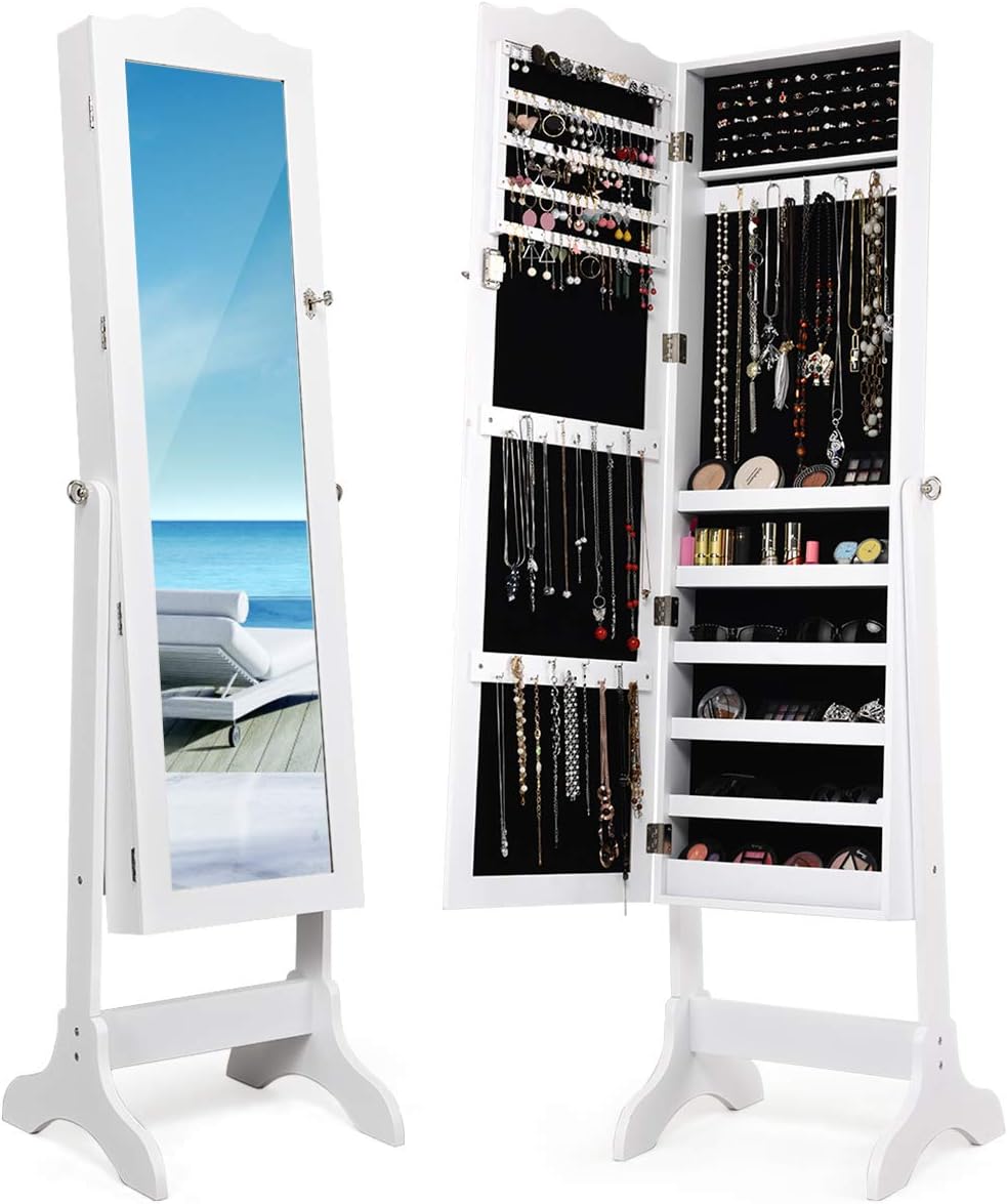 💝Last day of clearance!!💝Buy 2 Free Shipping✨Gold & Silver Safekeeper Mirrored Jewelry Cabinet