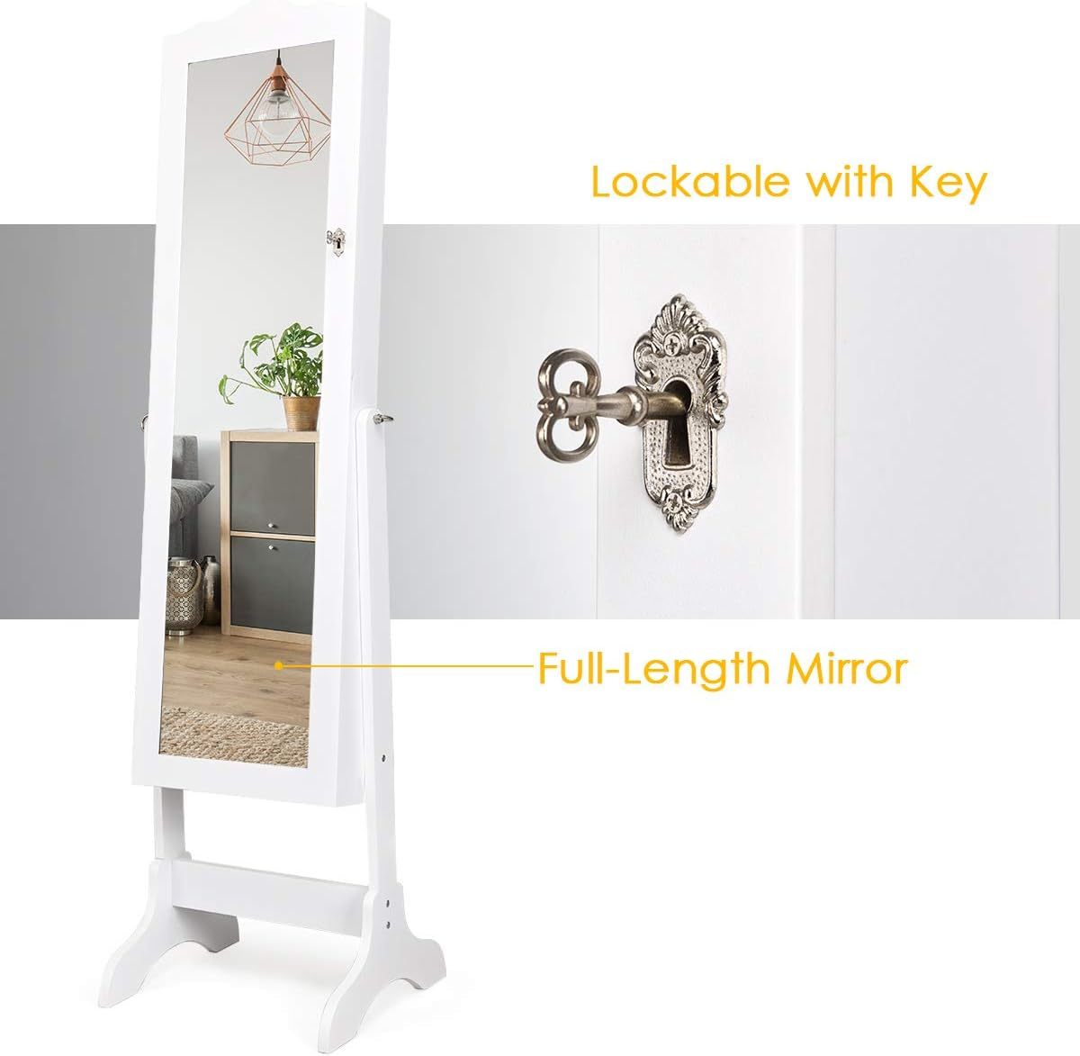 💝Last day of clearance!!💝Buy 2 Free Shipping✨Gold & Silver Safekeeper Mirrored Jewelry Cabinet