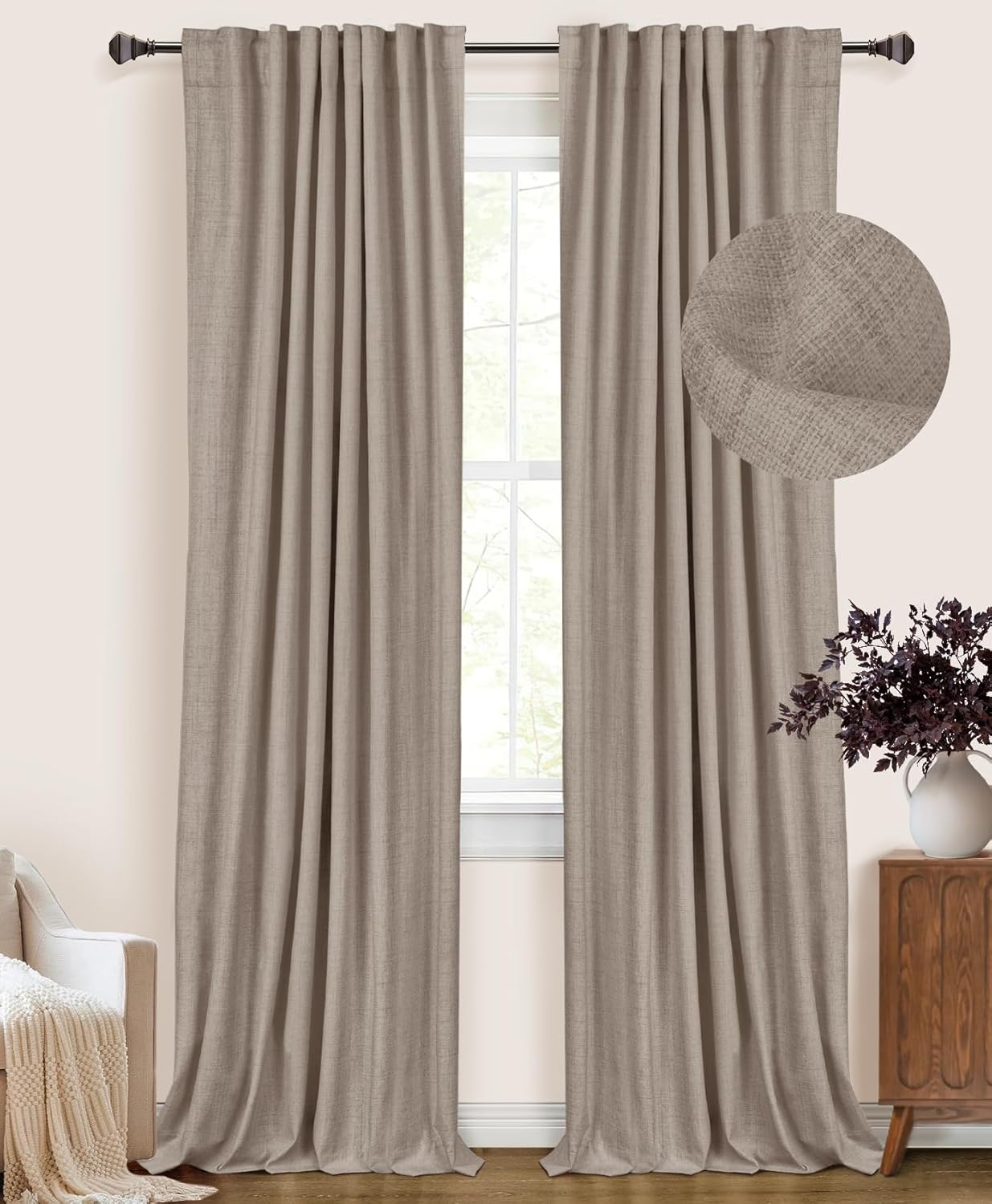 🔥Soon to Be Sold Out!!💝Buy 2 Get 2 Free💥Blackout Shield Linen Blackout Curtains