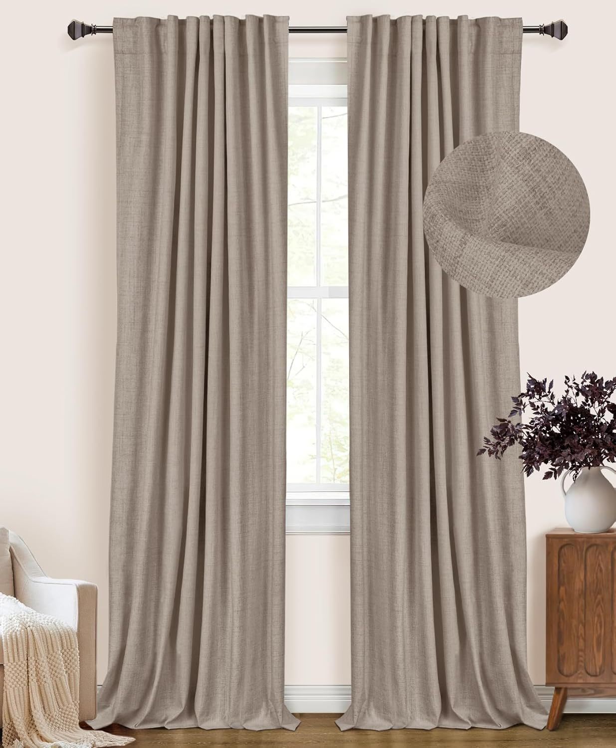 🔥Soon to Be Sold Out!!💝Buy 2 Get 2 Free💥Blackout Shield Linen Blackout Curtains