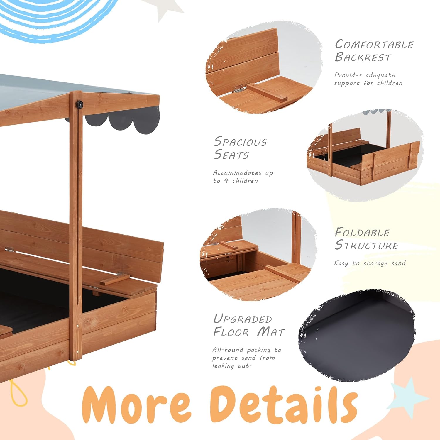 💝Summer Hot Sale ONLY $29!!!🏖️Outdoor Kids Sandbox with Cover