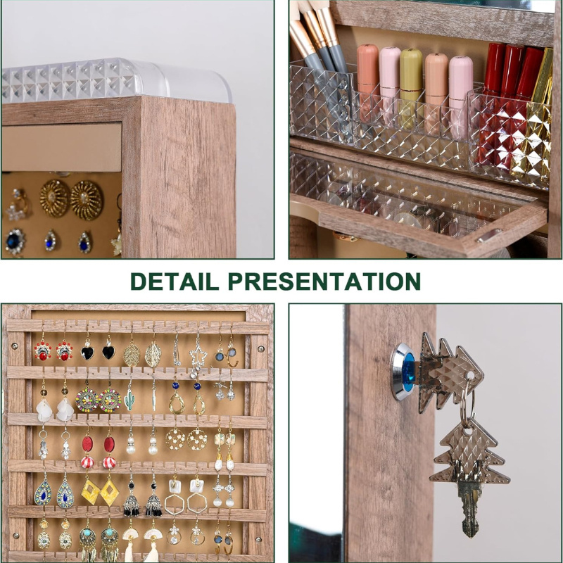 💥2025 Mother's Day Gifts 💖LED Mirror Jewelry Cabinet with RGB Lights