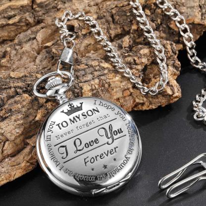 To My Son Quartz Pocket Chain Watch