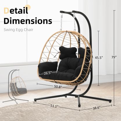 🔥HOT SALE NOW!!!💝Buy 2 Get 2 Free✨Double Wicker Swing Egg Chair Indoor Outdoor