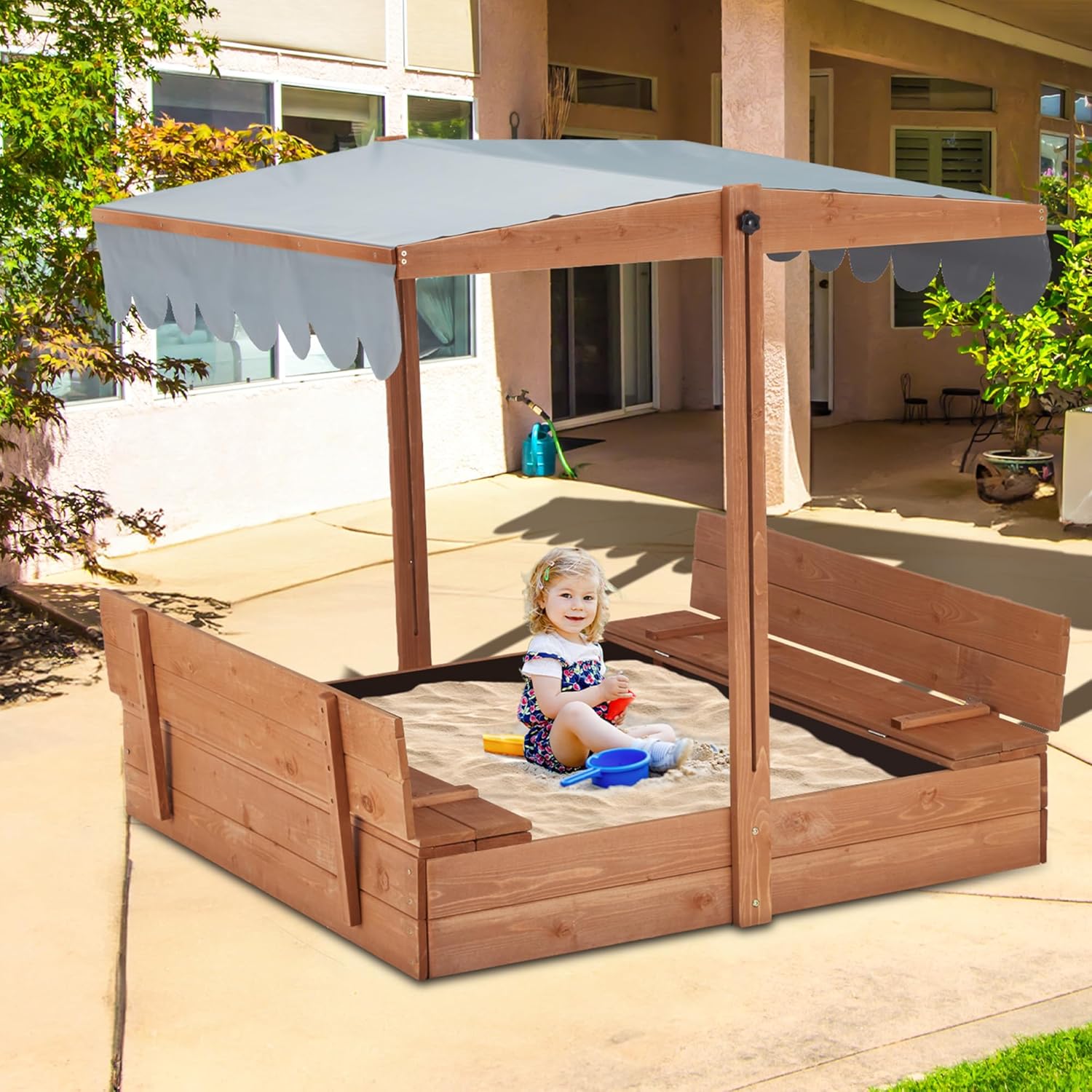 💝Summer Hot Sale ONLY $29!!!🏖️Outdoor Kids Sandbox with Cover
