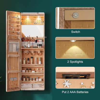 💥2025 Mother's Day Gifts 💖LED Mirror Jewelry Cabinet with RGB Lights