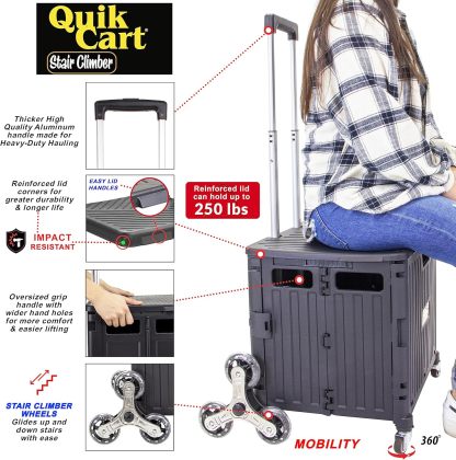 🎉𝗧𝗼𝗱𝗮𝘆'𝘀 𝗦𝗽𝗲𝗰𝗶𝗮𝗹𝘀💝Buy 2 Get 2 Free ✨Cart Stair Climber Multi-Purpose Rolling Crate w/ Swing Lid