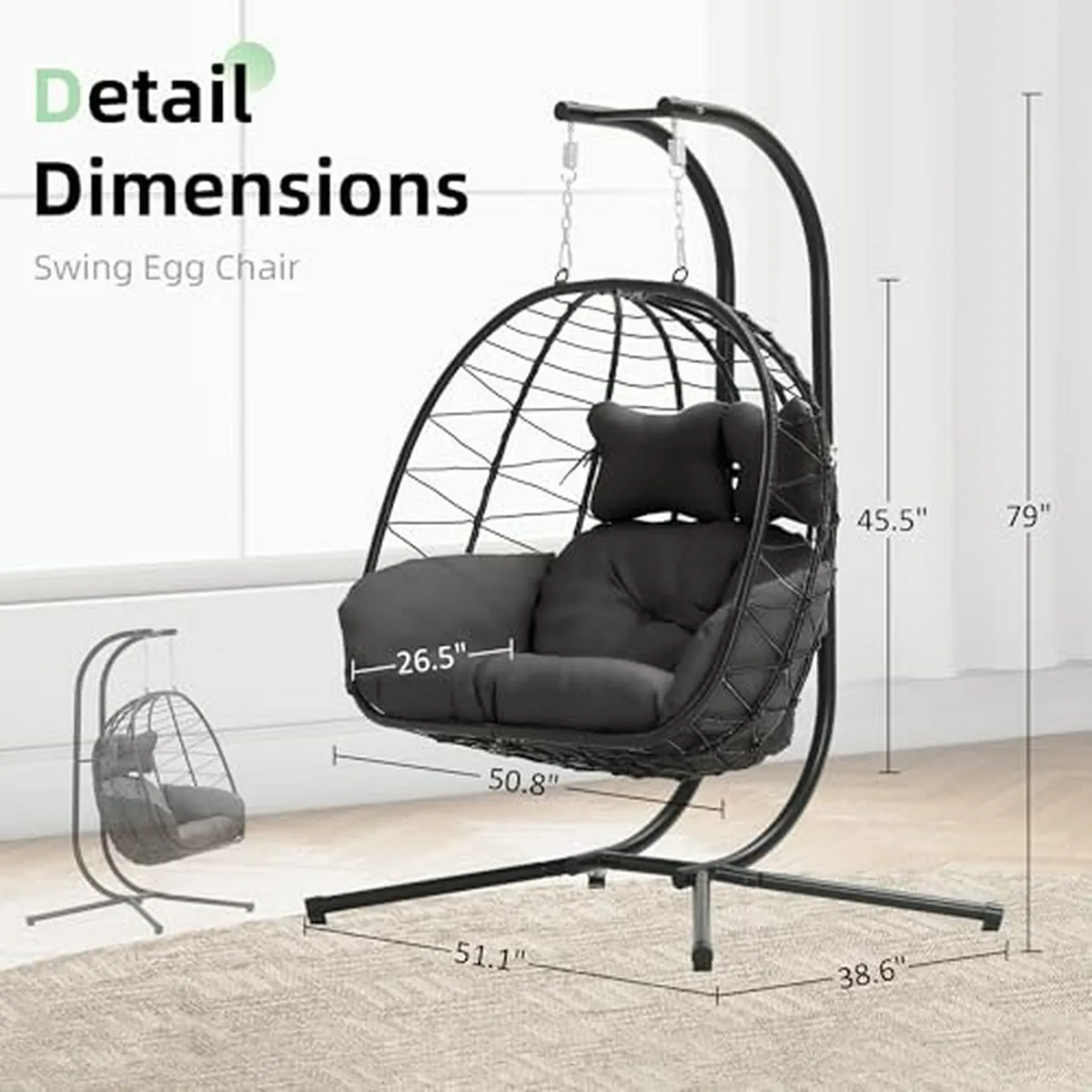 🔥HOT SALE NOW!!!💝Buy 2 Get 2 Free✨Double Wicker Swing Egg Chair Indoor Outdoor