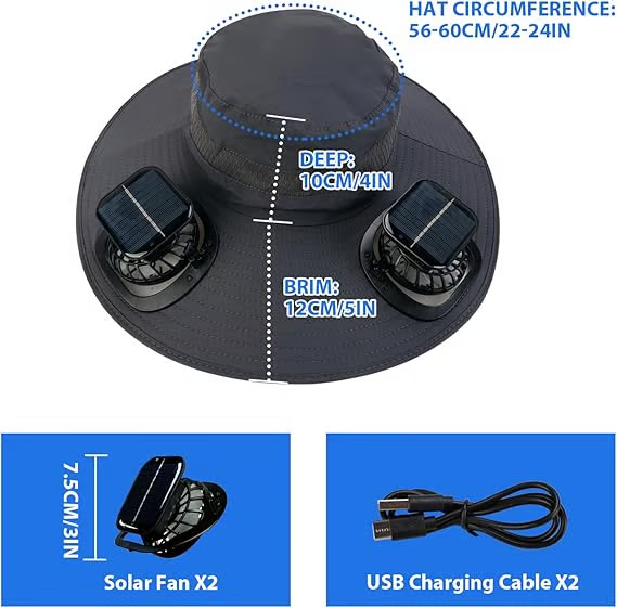 🔥HOT SALE NOW!!!💝Only $25 Get 2 Pcs⚡2025 New Ultralight Solar Fan Sun Hat – Lighter Than a Baseball!⚾
