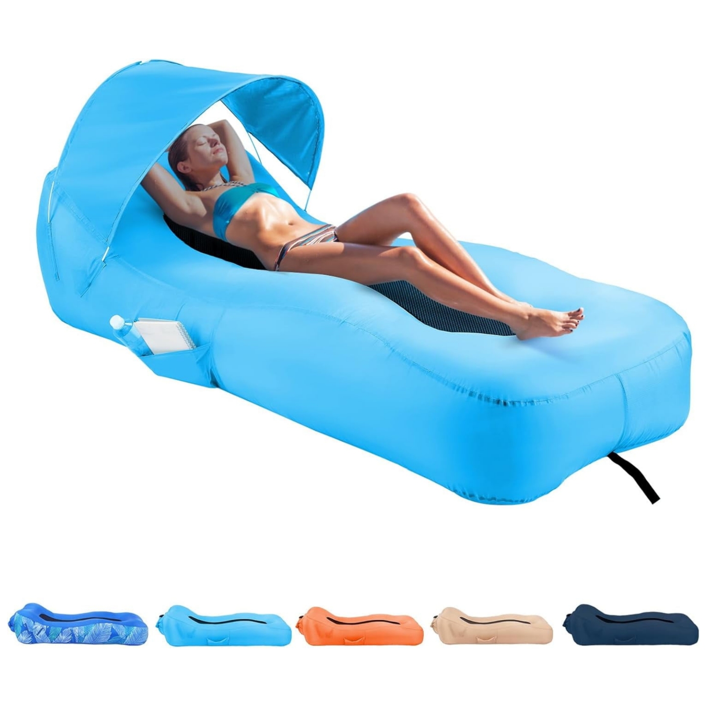 💝Summer Hot Sale💝Buy 2 Get 2 Free🏊Inflatable Lounger Air Sofa with Sun-Shade Tent