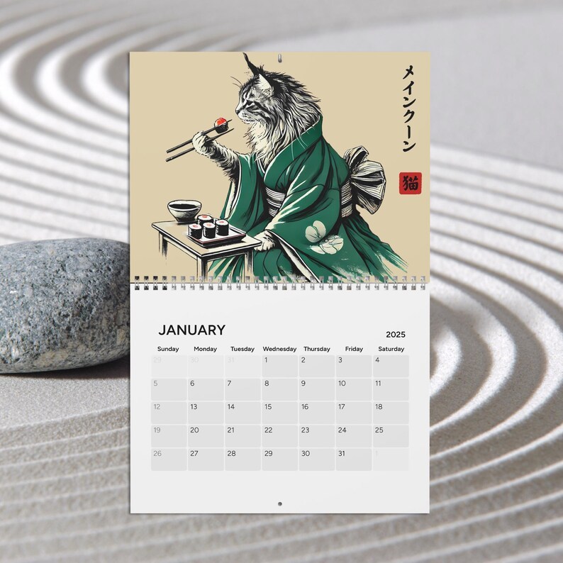 🐱'Cats in Kimonos Eating Sushi' Calendar2025🍱