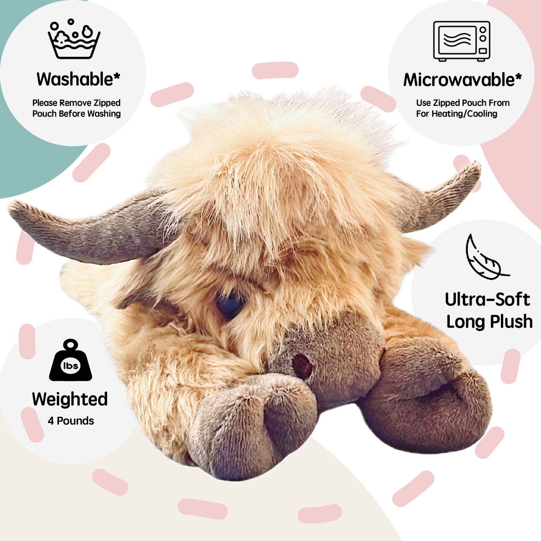 🔥HOT SALE NOW!!!💝Buy 2 Get 2 Free ✨3-5 Pounds Weighted Stuffed Animals with Unscented Microwavable Heating Pad