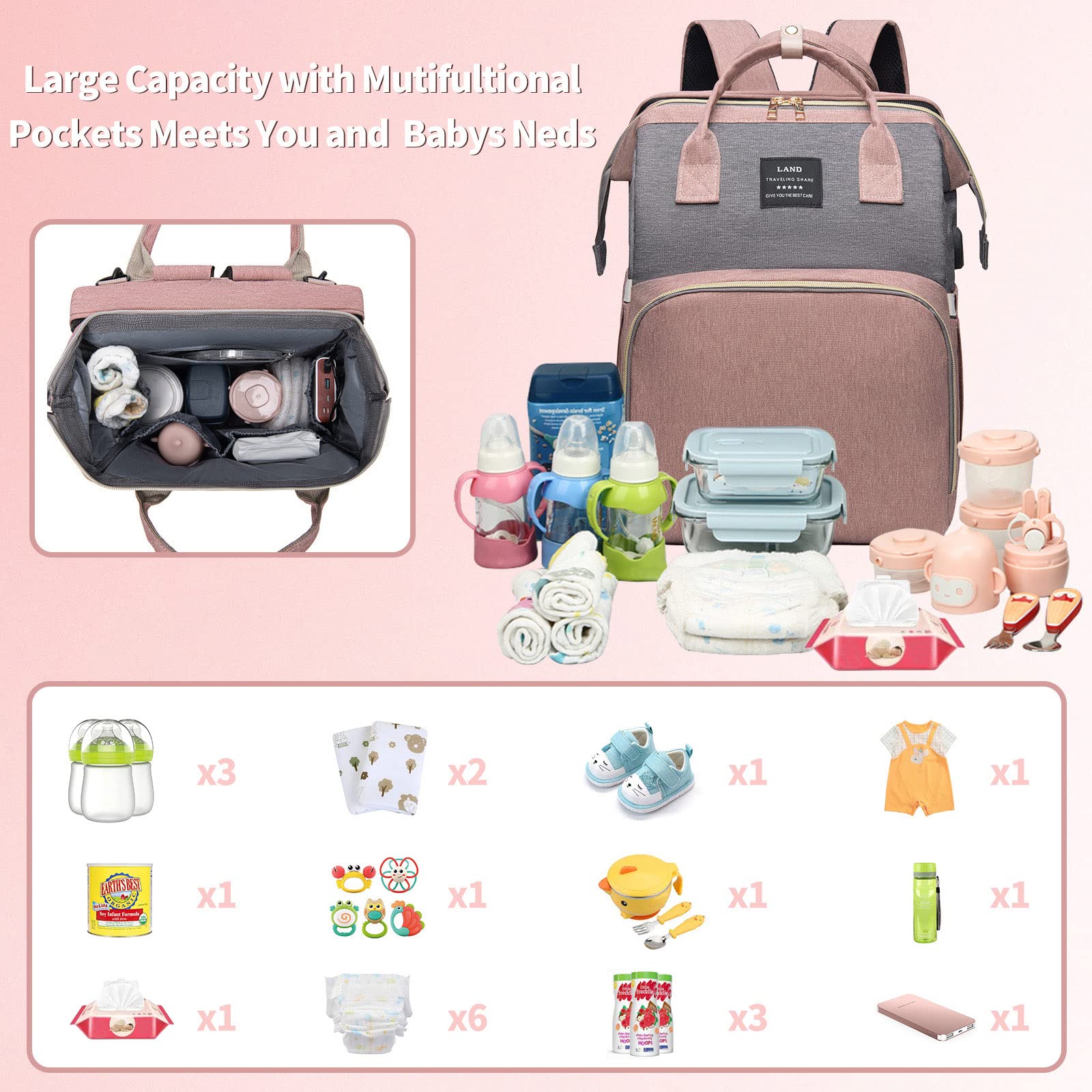 🔥HOT SALE NOW!!!💝Buy 2 Get 2 Free ✨Diaper Bag Backpack With Mosquito Net