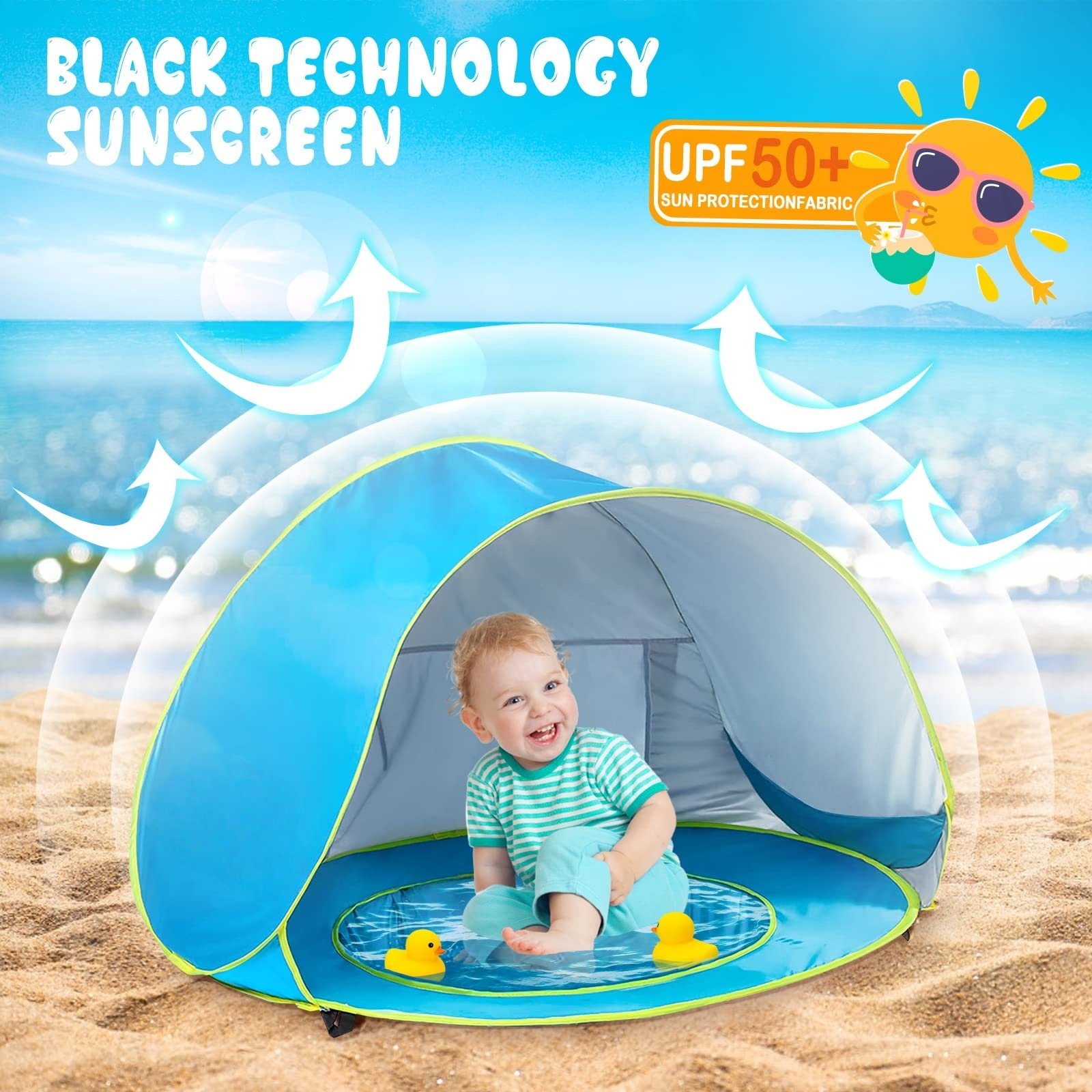 🎉𝗧𝗼𝗱𝗮𝘆'𝘀 𝗦𝗽𝗲𝗰𝗶𝗮𝗹𝘀💝Buy 2 Get 2 Free 🏖Portable Uv-Resistant Baby Beach Tent