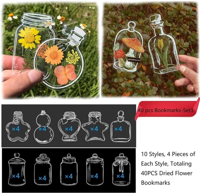 💐Transparent Dried Flower Bookmarks(40 PCS)