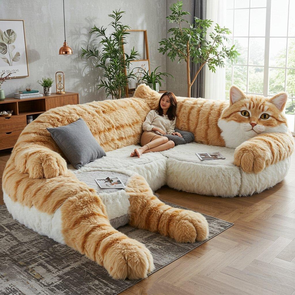 🐱Cat Shaped Sectional Sofas – 💕Unique & Stylish Seating for Cat Lovers