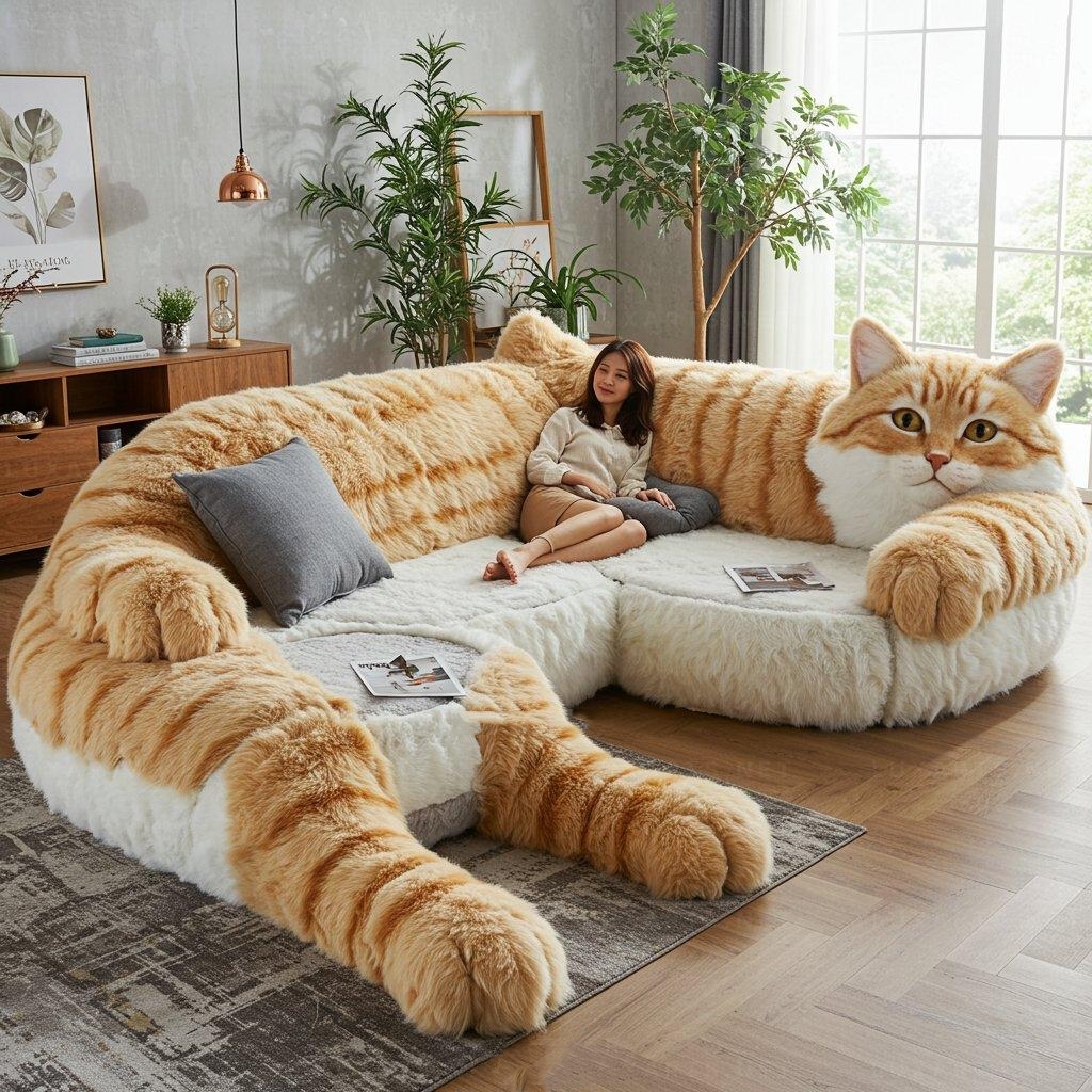 🐱Cat Shaped Sectional Sofas – 💕Unique & Stylish Seating for Cat Lovers