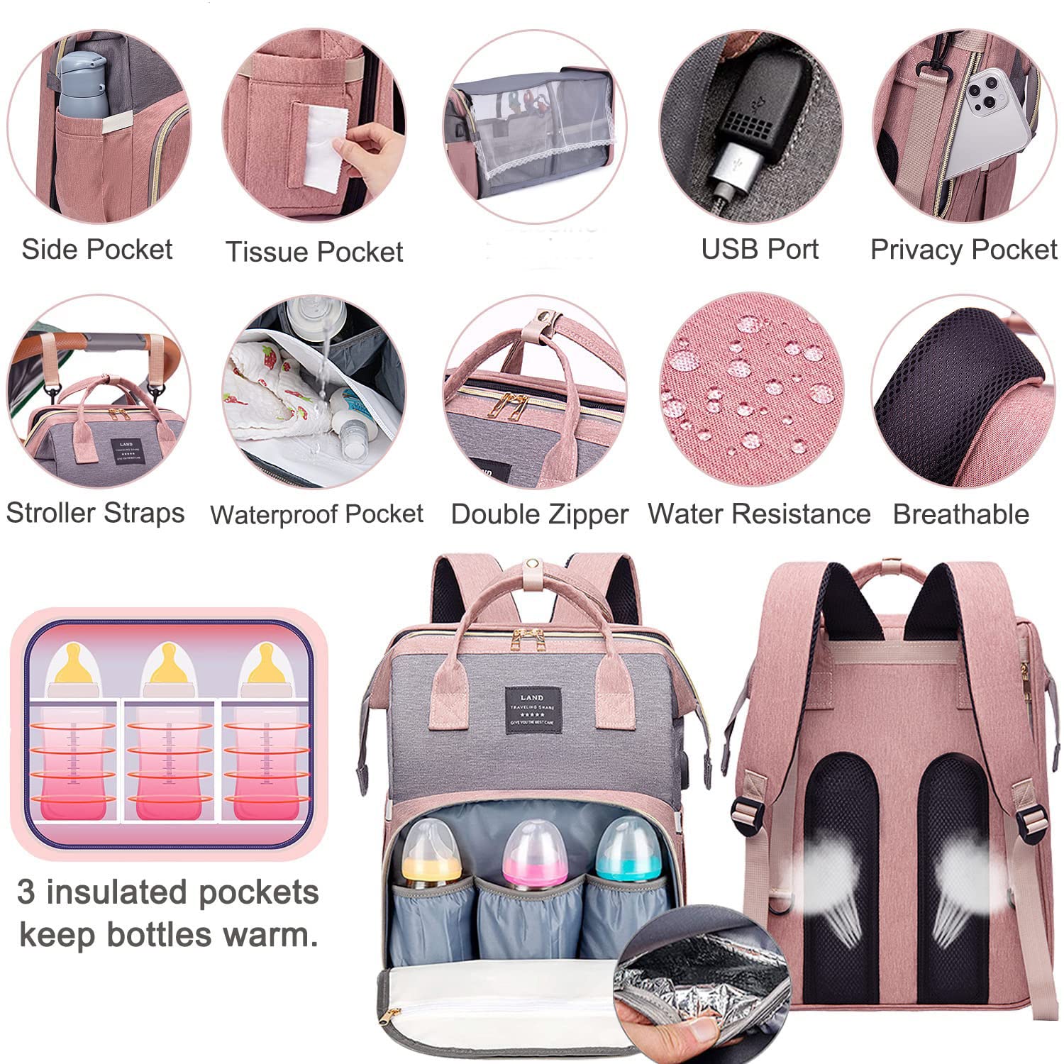 🔥HOT SALE NOW!!!💝Buy 2 Get 2 Free ✨Diaper Bag Backpack With Mosquito Net