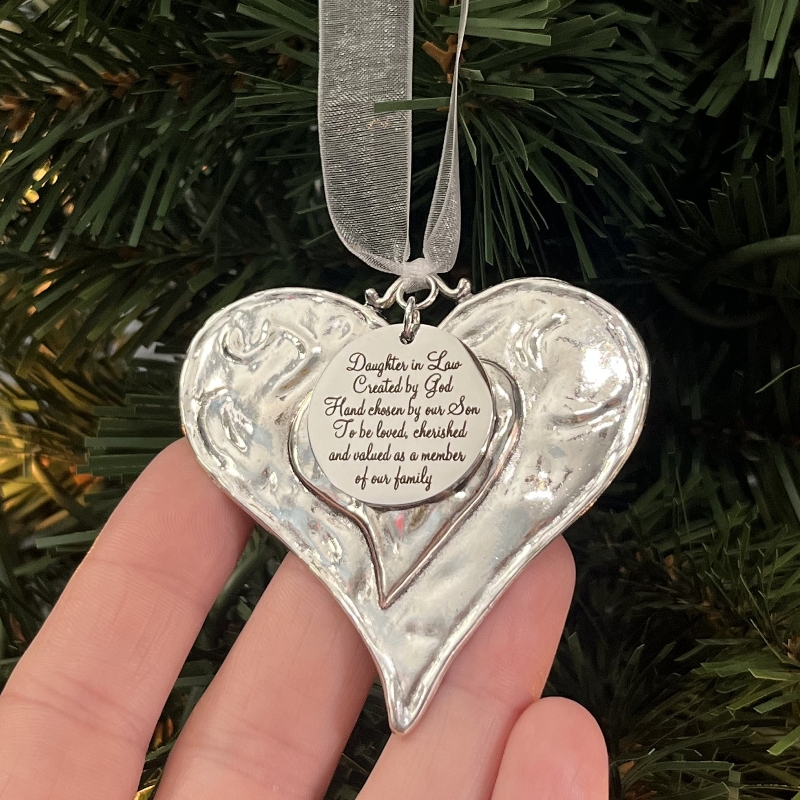 Silver Heart Hanging Ornament Christmas Gift