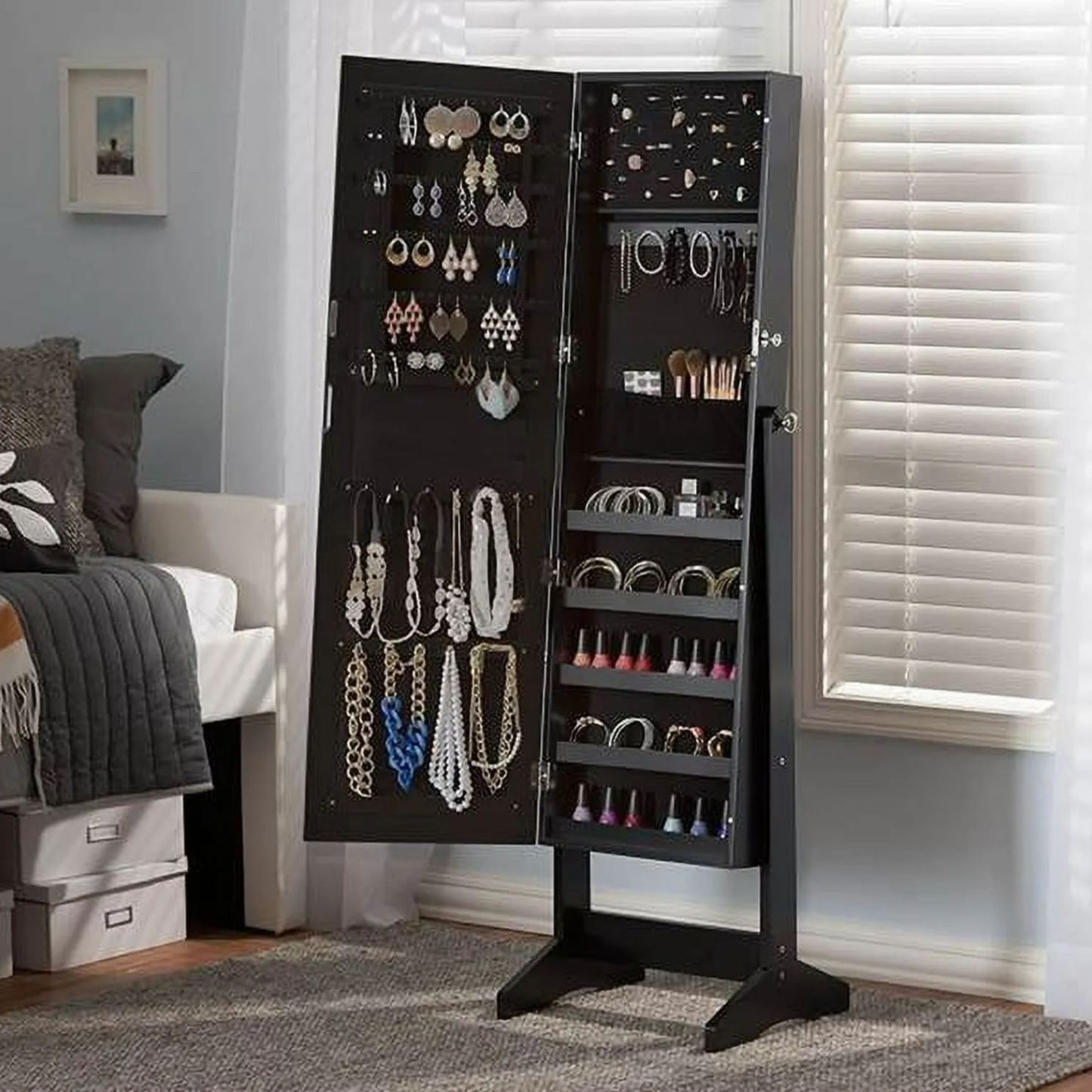 💝Last day of clearance!!💝Buy 2 Free Shipping✨Gold & Silver Safekeeper Mirrored Jewelry Cabinet